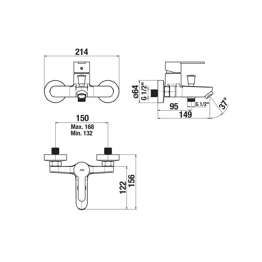 JIKA H3211Z70044001 - Misturadora de banheira LYRA cromo brilhante
