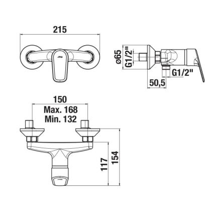 JIKA H3312E70044001 - Misturadora de duche TALAS cromo brilhante