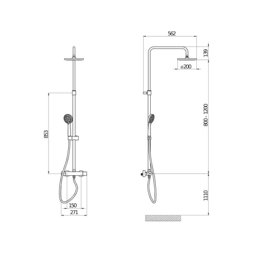 JIKA H3337170045711 - Conjunto de duche com bateria termostática MIO cromo brilhante