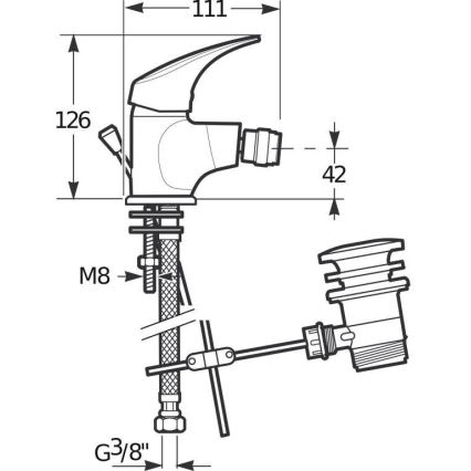 JIKA H3411N10041111 - Misturador para bidé com válvula de escoamento sem transbordo TALAS 12,6 cm cromo brilhante