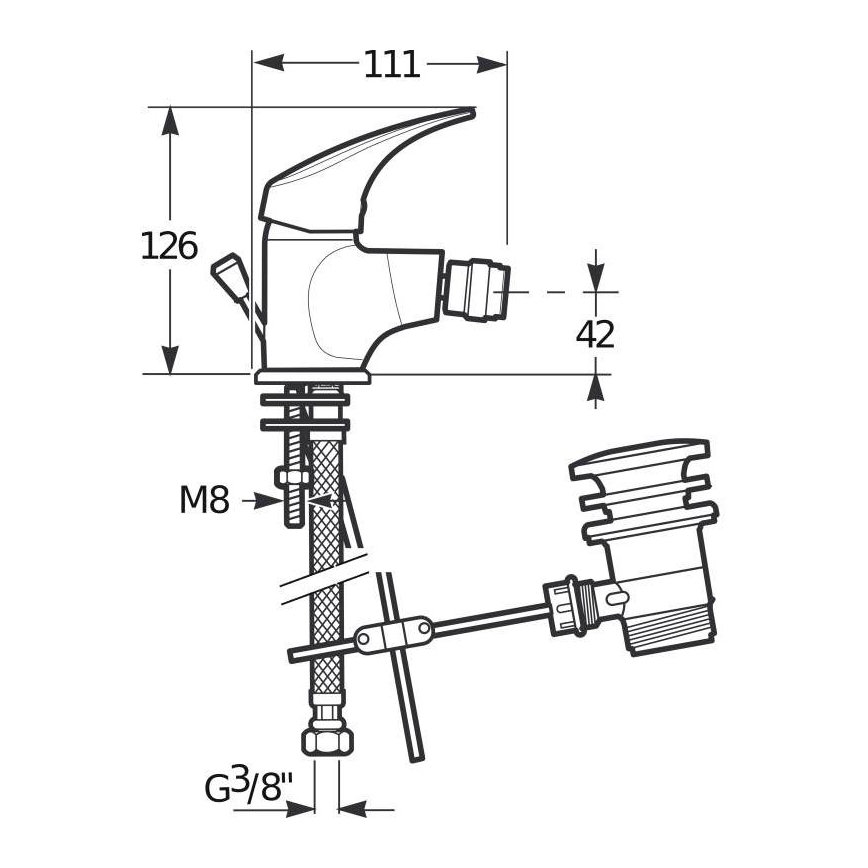 JIKA H3411N10041111 - Misturador para bidé com válvula de escoamento sem transbordo TALAS 12,6 cm cromo brilhante