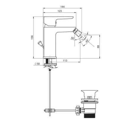 JIKA H3412H10041101 - Misturador para bidé PONTA 15,6 cm cromo brilhante