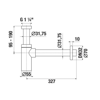 JIKA H3741R00040001 - Sifão redondo para lavatório RIO cromado brilhante