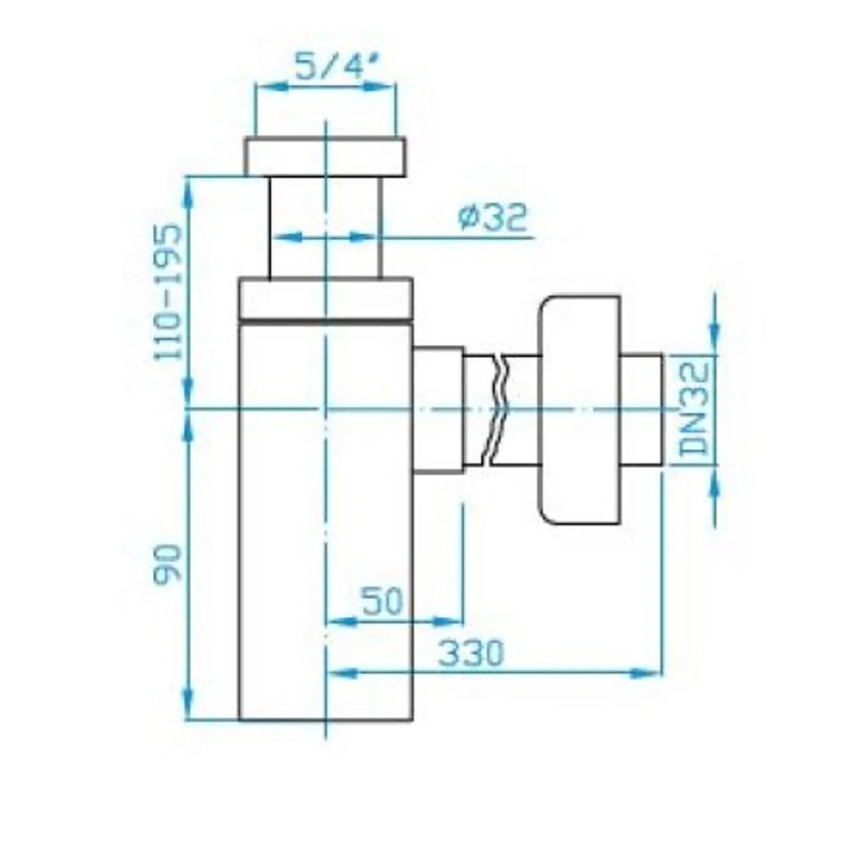 JIKA H3747300040001 - Sifão quadrado para lavatório CUBITO, cromado brilhante