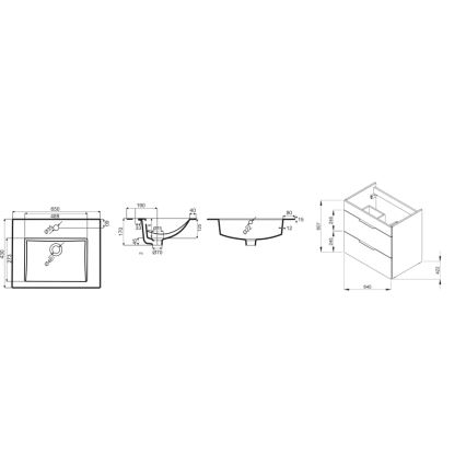 JIKA H4536021763521 - Móvel de casa de banho com lavatório CUBE 60,7x65 cm preto