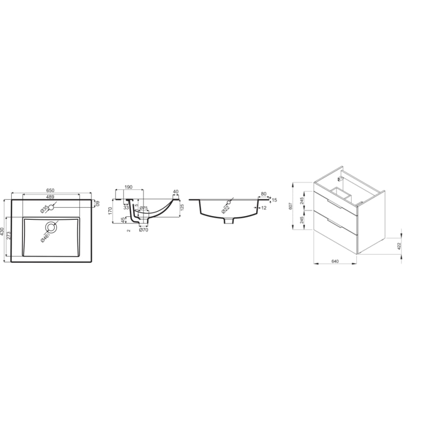 JIKA H4536021763521 - Móvel de casa de banho com lavatório CUBE 60,7x65 cm preto