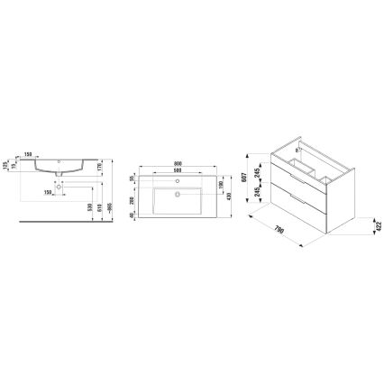 JIKA H4537621763001 - Móvel de casa de banho com lavatório CUBE 80 cm branco