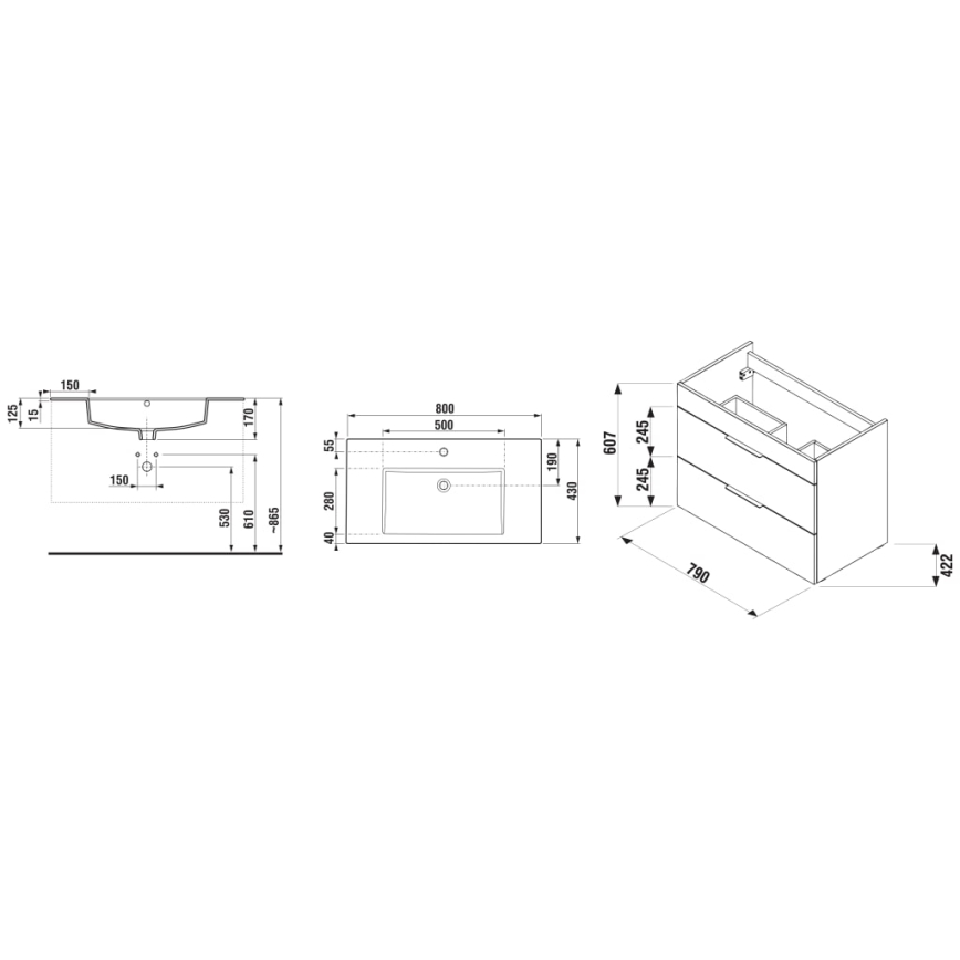 JIKA H4537621763001 - Móvel de casa de banho com lavatório CUBE 80 cm branco