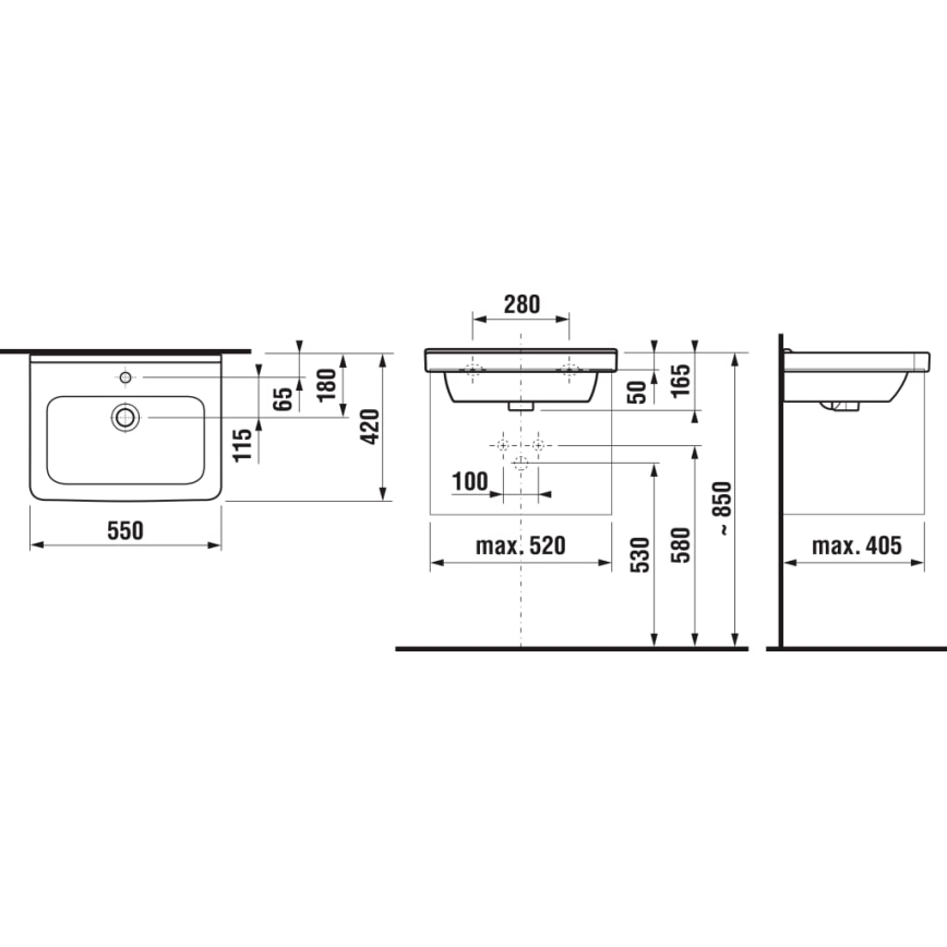 JIKA H8104220001041 - Lavatório suspenso CUBITO 55x42 cm cerâmica/branco