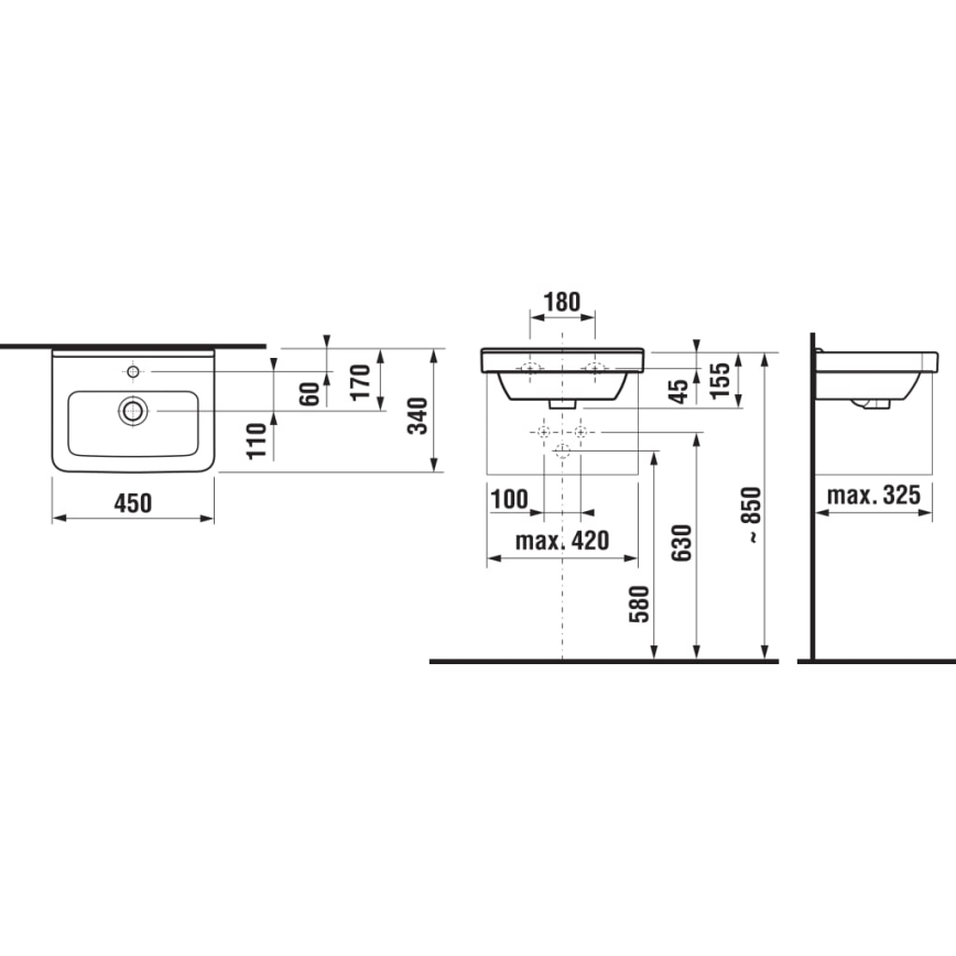 JIKA H8114220001041 - Lavatório suspenso CUBITO 45x34 cm cerâmica/branco