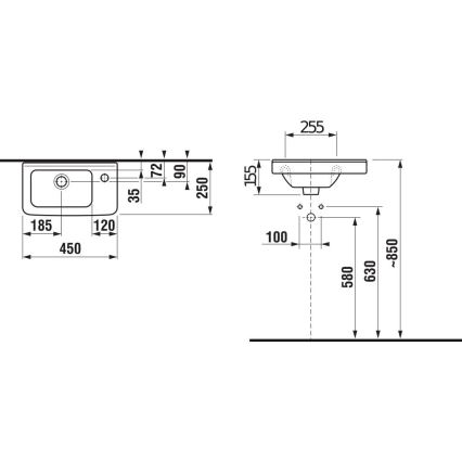 JIKA H8114240001061 - Lavatório suspenso CUBITO 45x25 cm cerâmica/branco