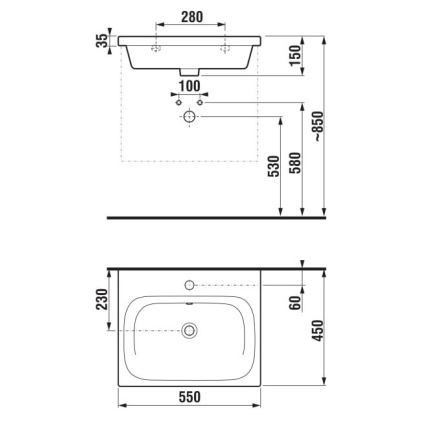 JIKA H8127127161041 - Lavatório suspenso MIO 55x45 cm cerâmica/preto mate