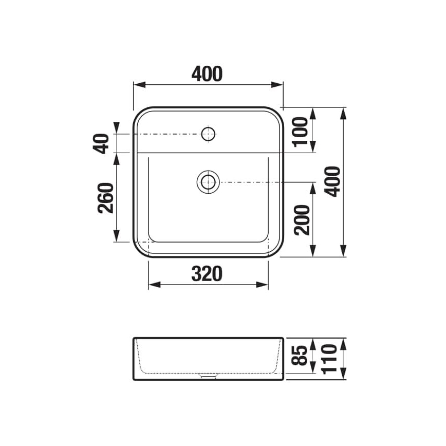 JIKA H8183610001111 - Lavatório de encostar ASTRA 40x40 cm cerâmica/branco