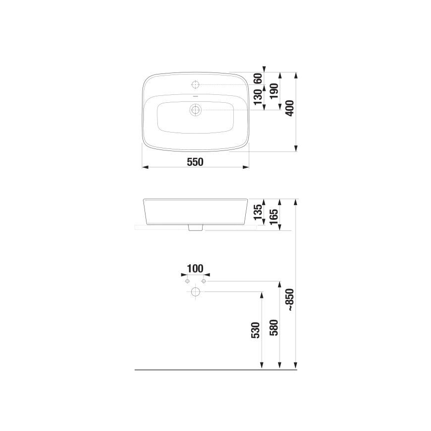 JIKA H8183827571041 - Lavatório de bancada LYRA 55x40 cm cerâmica/branco mate