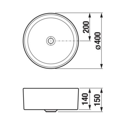 JIKA H8184200001121 - Lavatório de bancada CUBITO diâmetro 40 cm cerâmica/branco