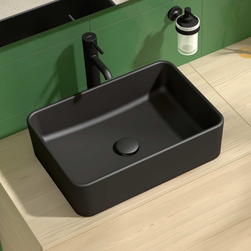 JIKA H8184237161121 - Lavatório de encostar CUBITO 50x35 cm cerâmica/preto mate