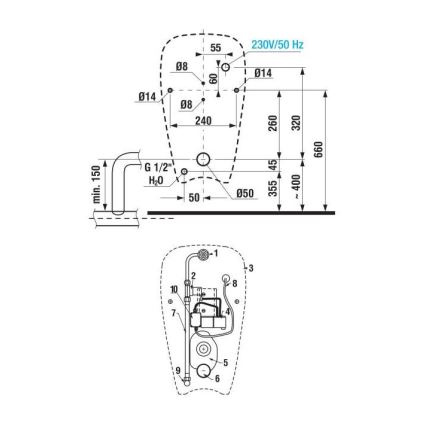 JIKA H8430700000001 - Mictório GOLEM, entrada de água interna, saída traseira, cerâmica/branco