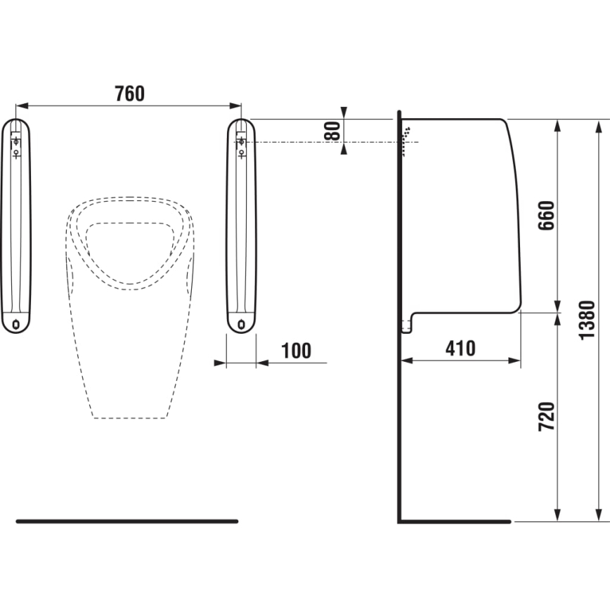 JIKA H8476010000001 - Divisória para mictório SPLIT 66x41 cm cerâmica/branco
