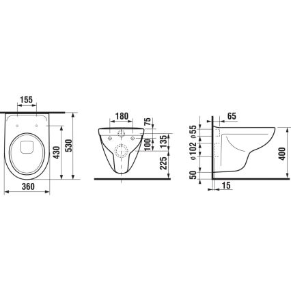 JIKA H8663810000001- Sanita suspensa LYRA cerâmica/branca + assento de sanita LYRA duroplast/branco