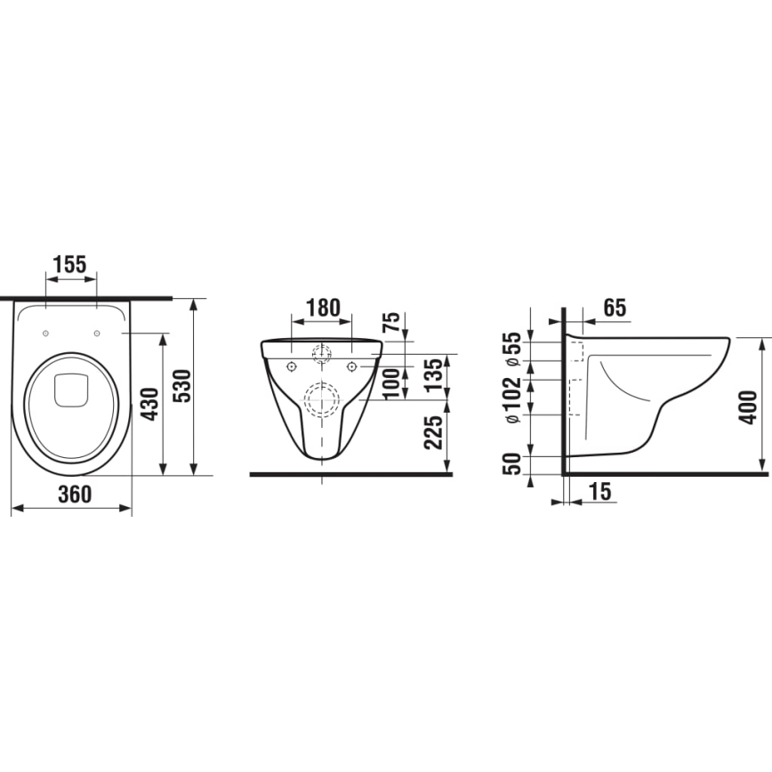 JIKA H8663810000001- Sanita suspensa LYRA cerâmica/branca + assento de sanita LYRA duroplast/branco