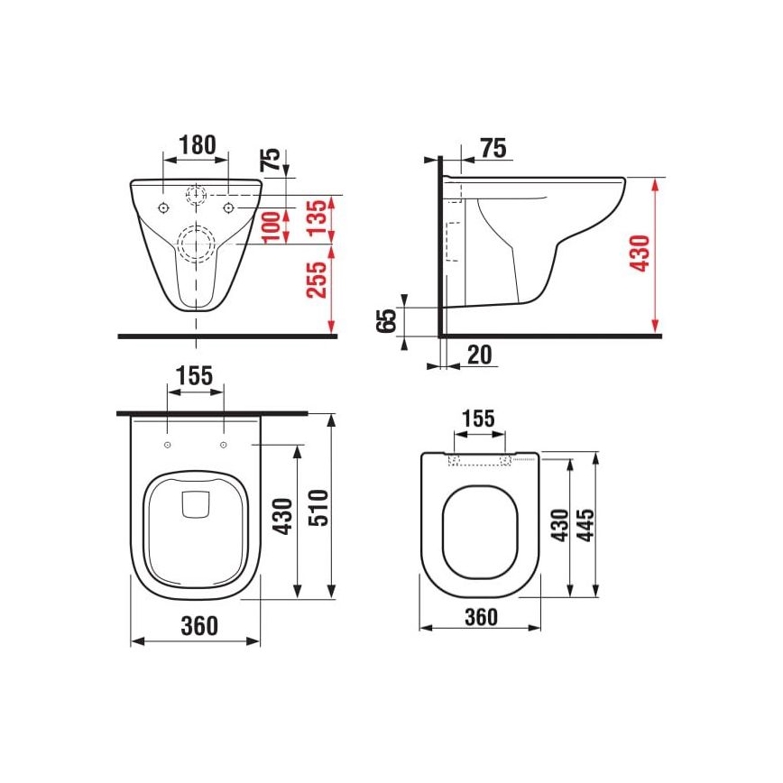 JIKA H8666140000001 - Sanita suspensa DEEP em cerâmica/branca + assento SoftClose DEEP em duroplástico/branco