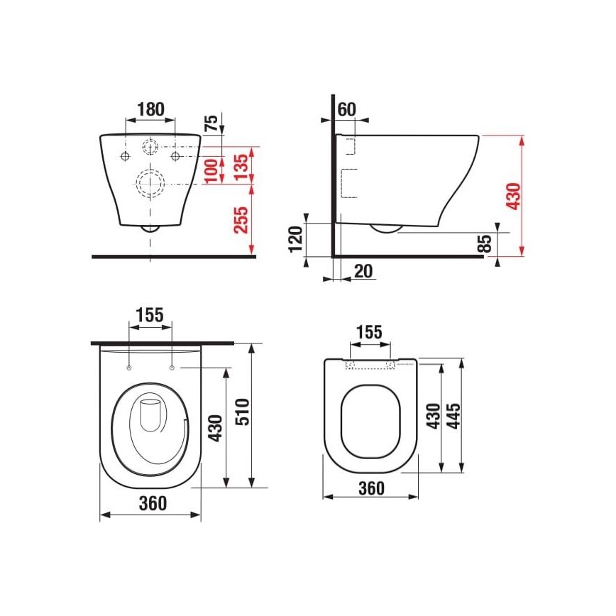 JIKA H8666180000001 - Sanita suspensa DEEP cerâmica/branco + Assento SoftClose DEEP duroplástico/branco