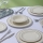Jogo de jantar 18 peças creme/prateado/porcelana
