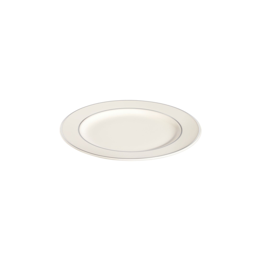 Jogo de jantar 18 peças creme/prateado/porcelana