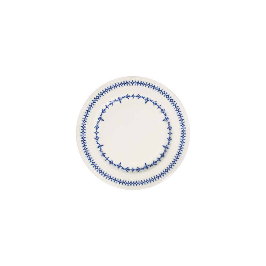 Jogo de jantar 24 peças branco/azul/porcelana