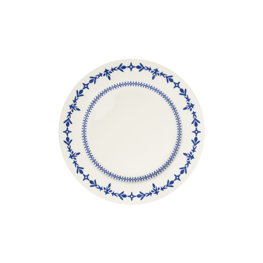 Jogo de jantar 24 peças branco/azul/porcelana