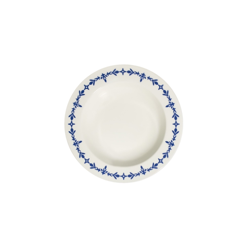 Jogo de jantar 24 peças branco/azul/porcelana