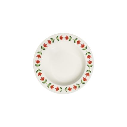 Jogo de jantar 24 peças em porcelana, branco/vermelho/verde