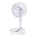 JOHNSON - Ventilador de mesa recarregável GIRAFFA 5W/3,7V 1200 mAh Ø 20 cm branco