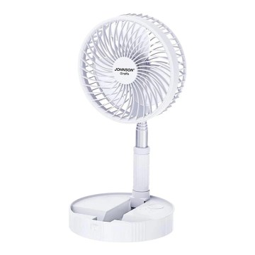 JOHNSON - Ventilador de mesa recarregável GIRAFFA 5W/3,7V 1200 mAh Ø 20 cm branco