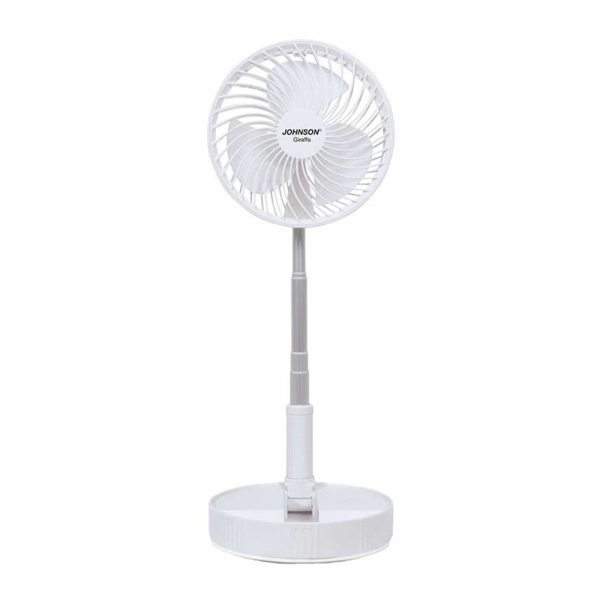 JOHNSON - Ventilador de mesa recarregável GIRAFFA 5W/3,7V 1200 mAh Ø 20 cm branco