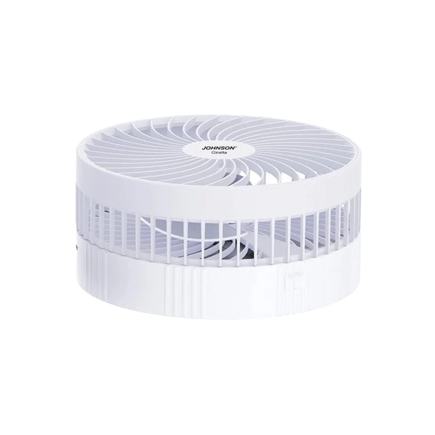 JOHNSON - Ventilador de mesa recarregável GIRAFFA 5W/3,7V 1200 mAh Ø 20 cm branco
