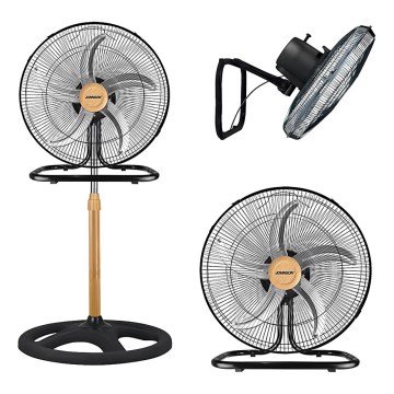 JOHNSON - Ventilador de pé 3 em 1 WOOD 80W/230V diâmetro 50 cm preto/bege