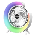 JOHNSON - Ventilador de Secretária Recarregável LED RGB Multicor/5W/3,7V 1200 mAh Ø 14 cm branco