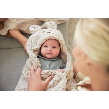 Jollein - Cobertor para envolver fleece Bunny 100x105 cm Nougat