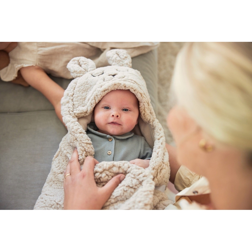 Jollein - Cobertor para envolver fleece Bunny 100x105 cm Nougat