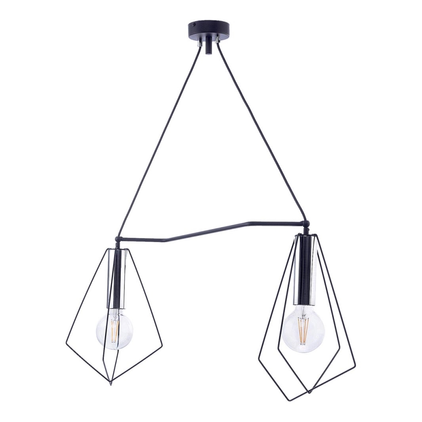 Jupiter 1662 - Candeeiro suspenso KAIR 2xE27/60W/230V preto/cromado brilhante