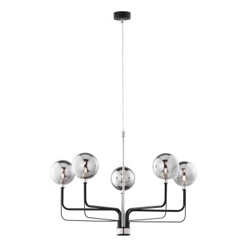 Jupiter 1888 - Lustre suspenso por cabo ERIS 5xG9/14W/230V cromo mate/preto/cinza fumê