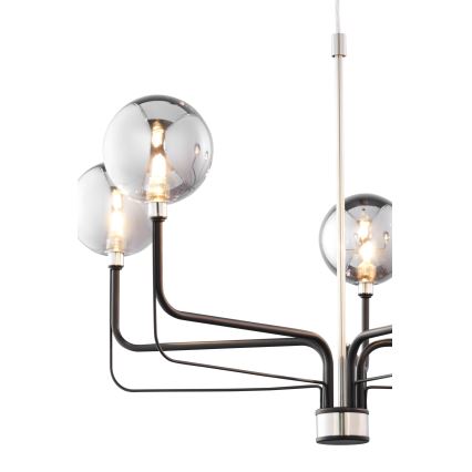 Jupiter 1888 - Lustre suspenso por cabo ERIS 5xG9/14W/230V cromo mate/preto/cinza fumê