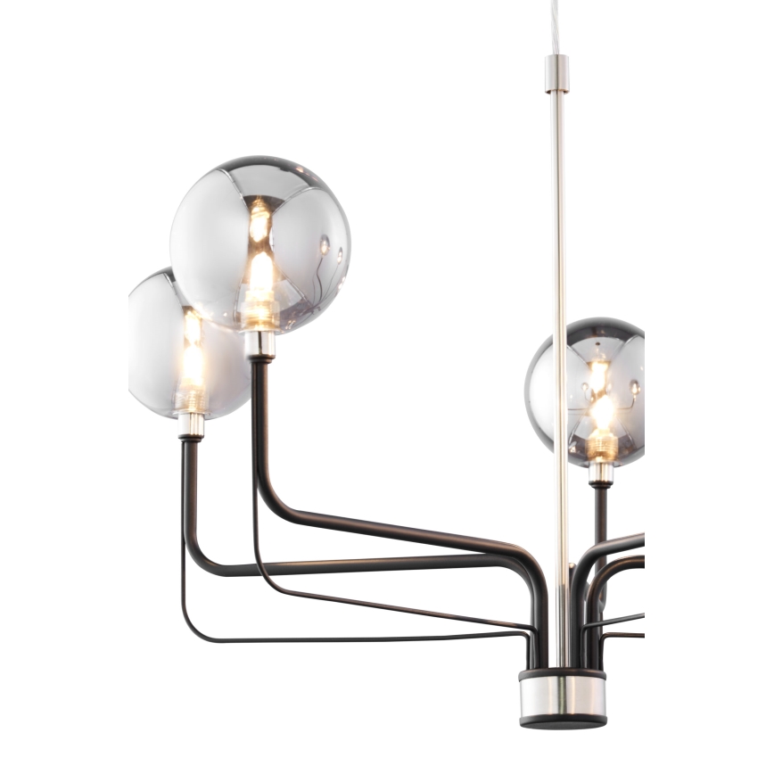 Jupiter 1888 - Lustre suspenso por cabo ERIS 5xG9/14W/230V cromo mate/preto/cinza fumê