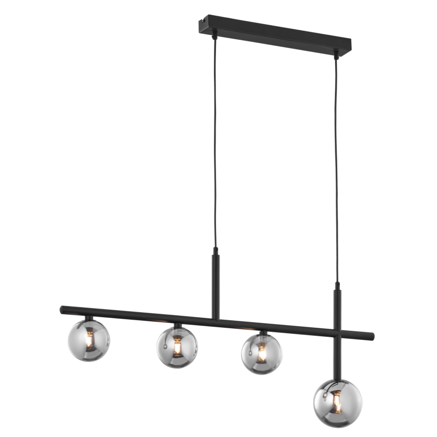 Jupiter 1908 - Lustre suspenso por cabo NEPTUN 4xG9/14W/230V preto/cinzento fumado
