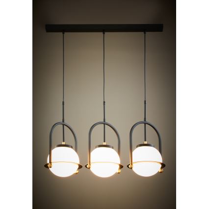 Jupiter 1916 - Lustre suspenso por cabo ROSSO 3xE27/15W/230V preto