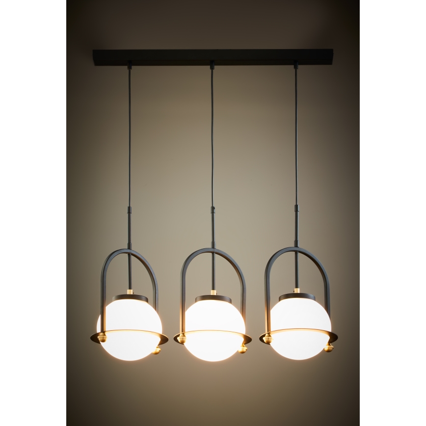 Jupiter 1916 - Lustre suspenso por cabo ROSSO 3xE27/15W/230V preto