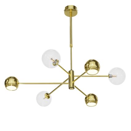 Jupiter 1964 - Candelabro suspenso MOKA 3xGU10/10W/230V + 3xG9/10W/230V dourada/transparente