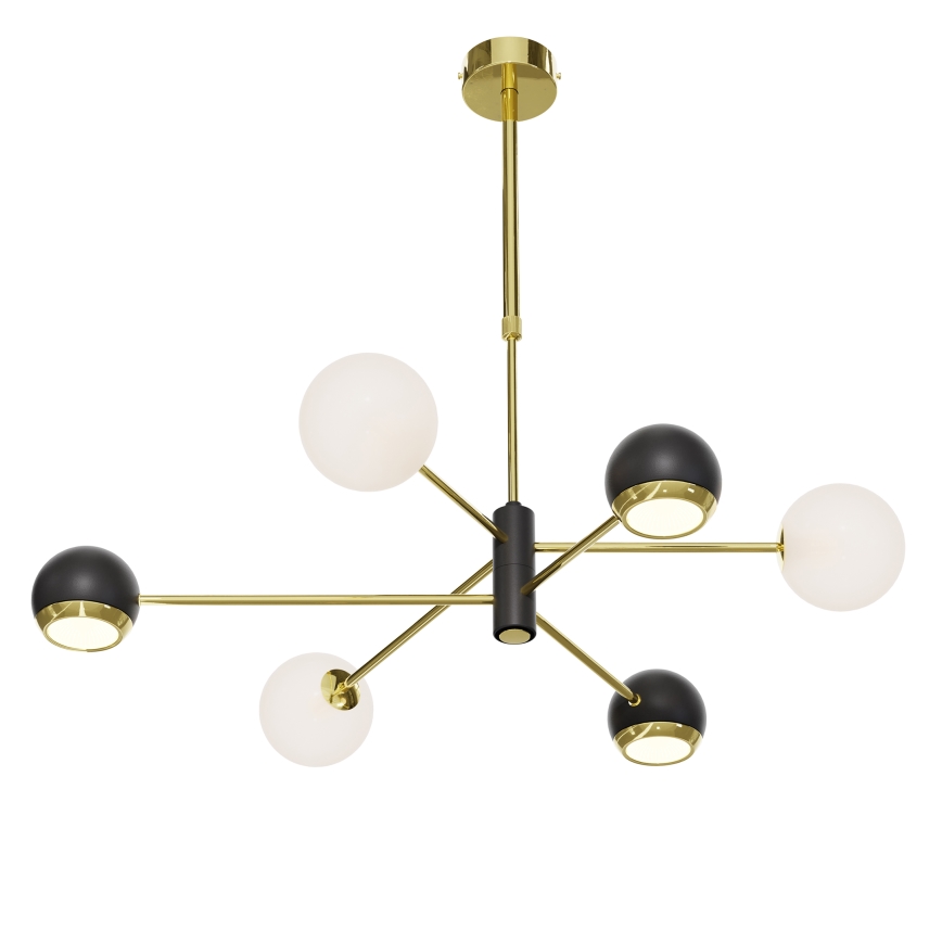 Jupiter 1965 - Candelabro suspenso MOKA 3xGU10/10W/230V + 3xG9/10W/230V dourada/preto/branco