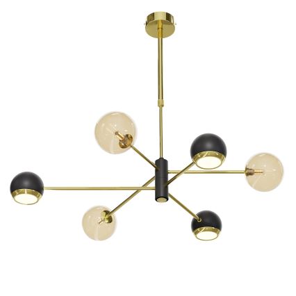 Jupiter 1966 - Candelabro suspenso MOKA 3xGU10/10W/230V + 3xG9/10W/230V dourada/preto/bege